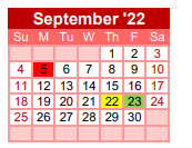 District School Academic Calendar for Gainesville J J A E P for September 2022
