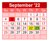 District School Academic Calendar for Gainesville Head Start for September 2022