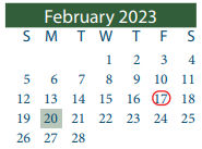 District School Academic Calendar for North Shore Senior High for February 2023