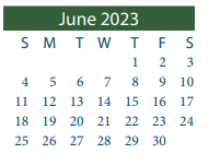 District School Academic Calendar for Pyburn Elementary for June 2023