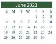 District School Academic Calendar for North Shore Senior High for June 2023