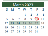 District School Academic Calendar for School For Accelerated Lrn for March 2023