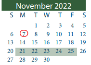 District School Academic Calendar for North Shore Senior High for November 2022