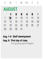 District School Academic Calendar for Weaver Elementary for August 2022