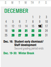 District School Academic Calendar for Gisd Evening Sch for December 2022