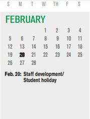 District School Academic Calendar for P I P for February 2023
