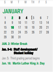District School Academic Calendar for Weaver Elementary for January 2023