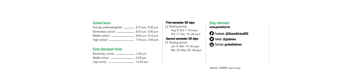 District School Academic Calendar Key for Glen Couch Elementary