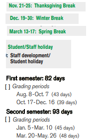 District School Academic Calendar Legend for Bussey Middle