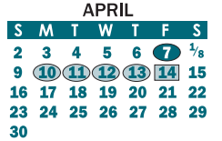 District School Academic Calendar for William C Friday Middle for April 2023