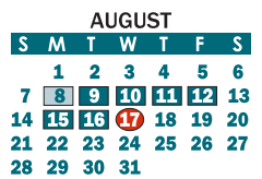 District School Academic Calendar for John Chavis Middle for August 2022