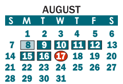 District School Academic Calendar for East Gaston High for August 2022