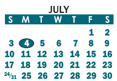 District School Academic Calendar for Hunter Huss High for July 2022