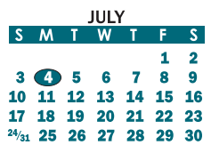 District School Academic Calendar for York Chester Middle for July 2022