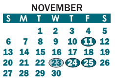 District School Academic Calendar for W A Bess Elementary for November 2022