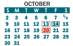 District School Academic Calendar for Brookside Elementary for October 2022
