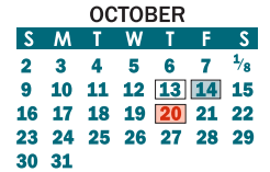 District School Academic Calendar for Robinson Elementary for October 2022