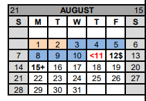 District School Academic Calendar for Gatesville J H for August 2022