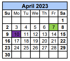 District School Academic Calendar for Wm S Lott Juvenile Ctr for April 2023