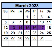 District School Academic Calendar for Williamson Co J J A E P for March 2023