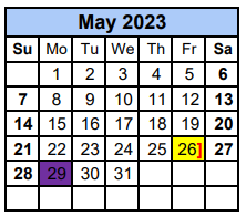 District School Academic Calendar for Williamson Co J J A E P for May 2023