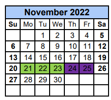 District School Academic Calendar for Mccoy Elementary School for November 2022