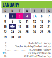 District School Academic Calendar for Excel Academy (murworth) for January 2023
