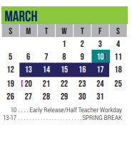 District School Academic Calendar for Excel Academy (murworth) for March 2023