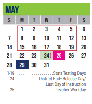 District School Academic Calendar for Excel Academy (murworth) for May 2023