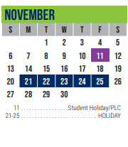 District School Academic Calendar for Excel Academy (murworth) for November 2022
