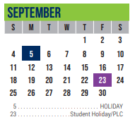 District School Academic Calendar for Excel Academy (murworth) for September 2022