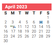 District School Academic Calendar for Sam Houston Elementary for April 2023