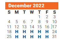 District School Academic Calendar for Eisenhower Elementary for December 2022
