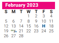 District School Academic Calendar for Dickinson Elementary for February 2023