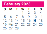 District School Academic Calendar for Milam Elementary for February 2023