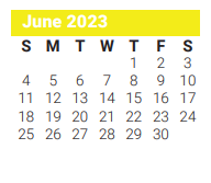 District School Academic Calendar for Dickinson Elementary for June 2023
