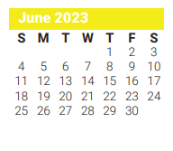 District School Academic Calendar for Lamar Alternative Education Program for June 2023