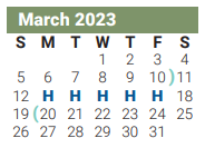 District School Academic Calendar for Kennedy Middle for March 2023