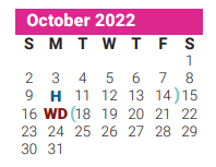 District School Academic Calendar for Dickinson Elementary for October 2022
