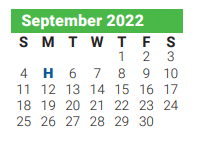 District School Academic Calendar for Barbara Bush Elementary for September 2022