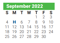 District School Academic Calendar for P A S S Learning Ctr for September 2022