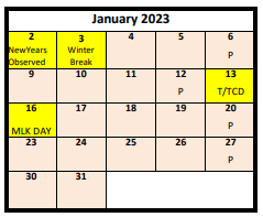 District School Academic Calendar for Artec West-jr High for January 2023