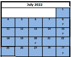 District School Academic Calendar for Granite Park Jr High for July 2022