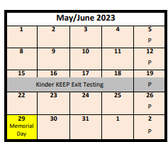 District School Academic Calendar for Kennedy Jr High for June 2023