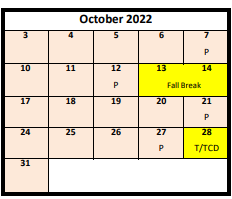 District School Academic Calendar for Hartvigsen School for October 2022