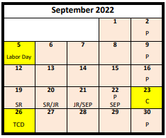 District School Academic Calendar for Eisenhower Jr High for September 2022