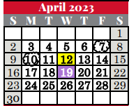 District School Academic Calendar for Cross Timbers Middle for April 2023