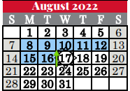 District School Academic Calendar for Grapevine Middle for August 2022