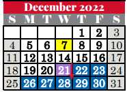 District School Academic Calendar for Grapevine Elementary for December 2022