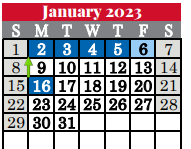 District School Academic Calendar for Heritage Elementary for January 2023